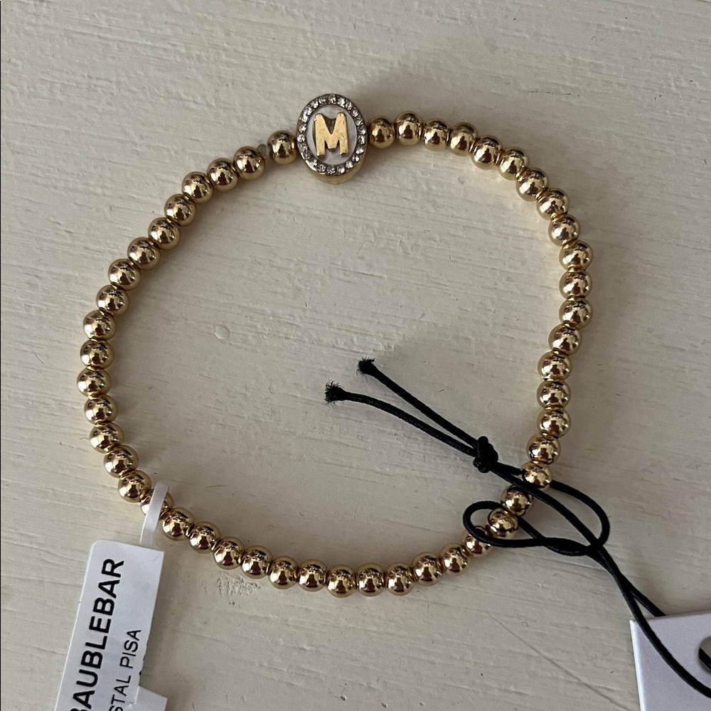 Baublebar Gold Beaded Initial 'M' Stretch Bracelet